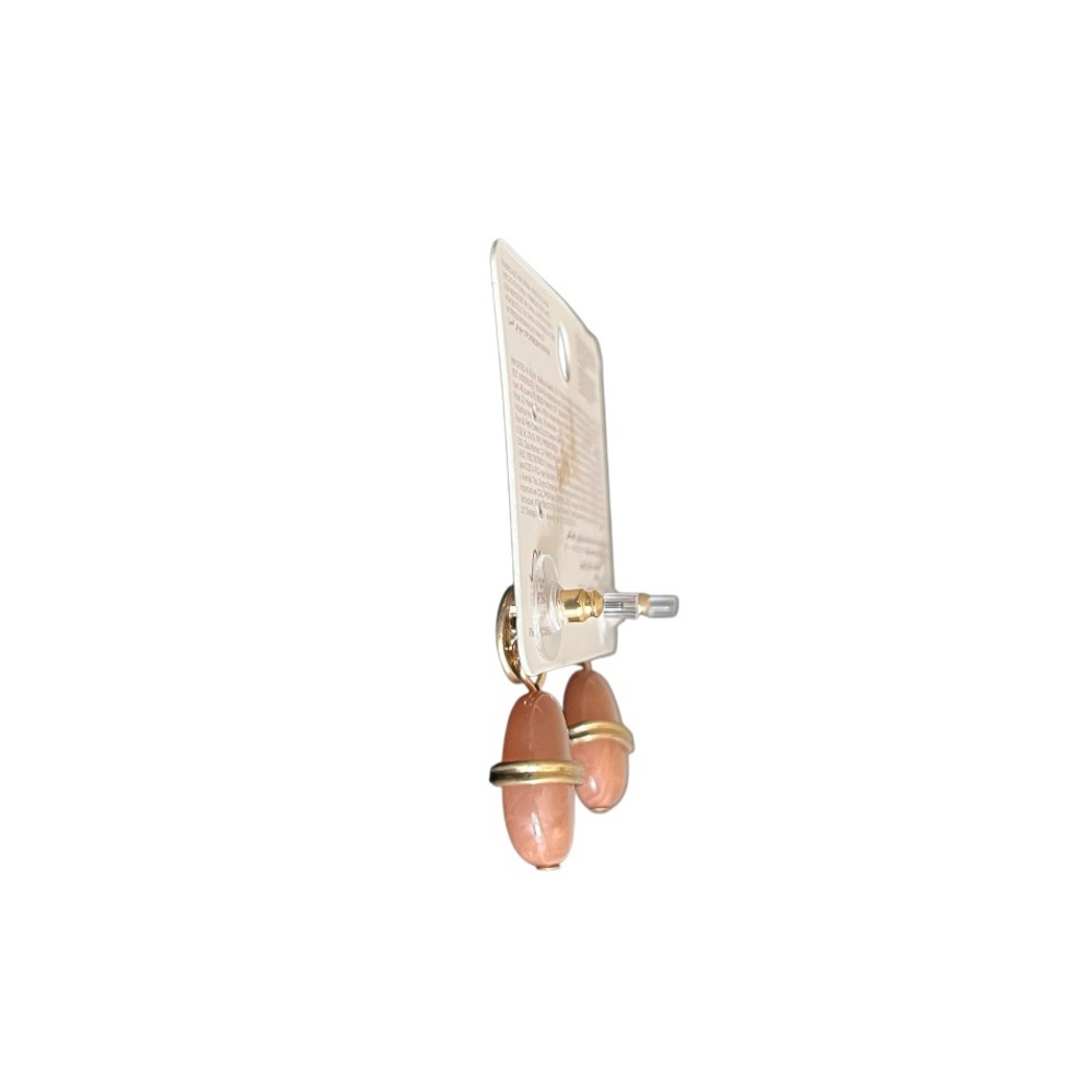 Parfois Oval Stone Drop Earrings Pink Peach Gold Tone - Picture 4 of 5
